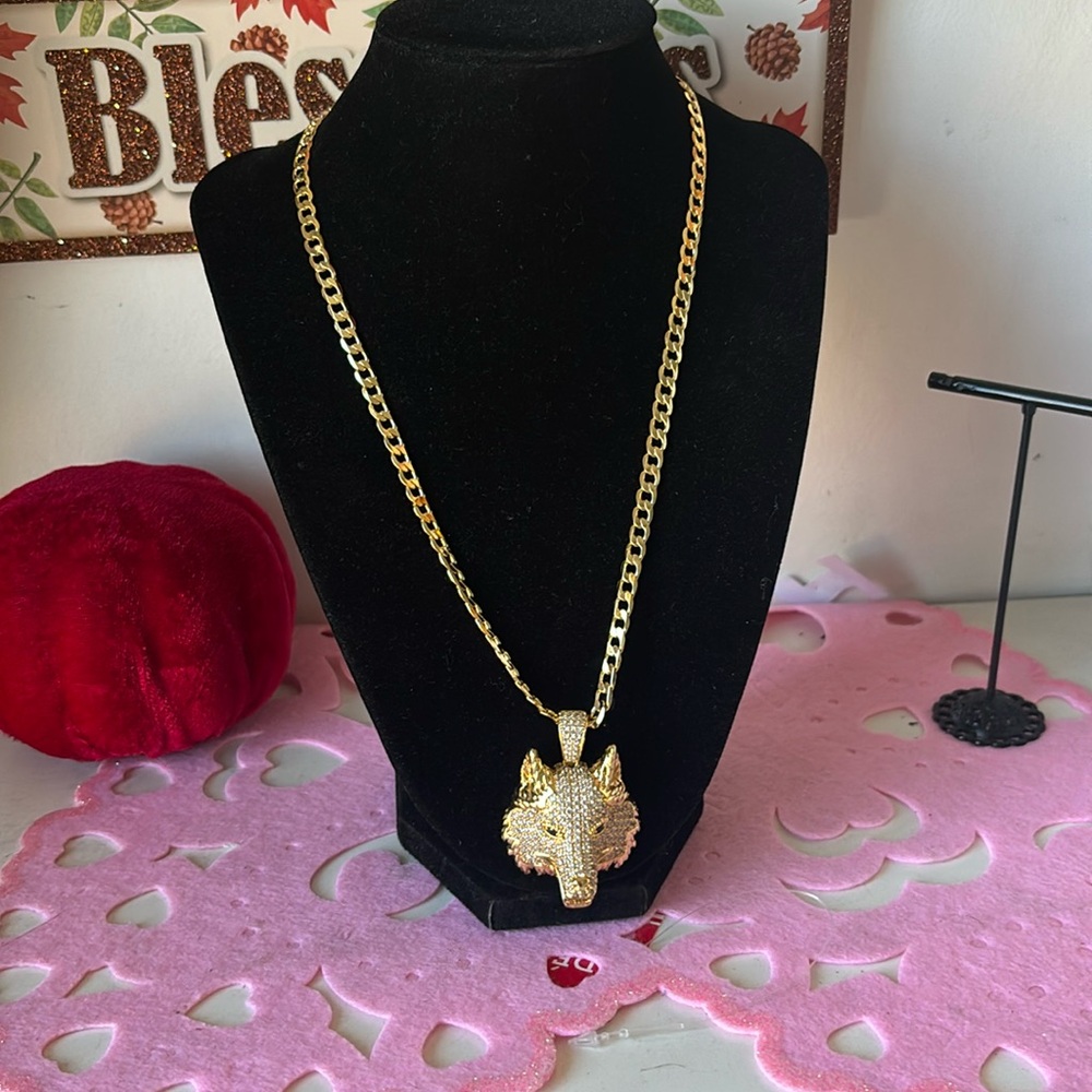 Cadena 14 k gold plated de lobo